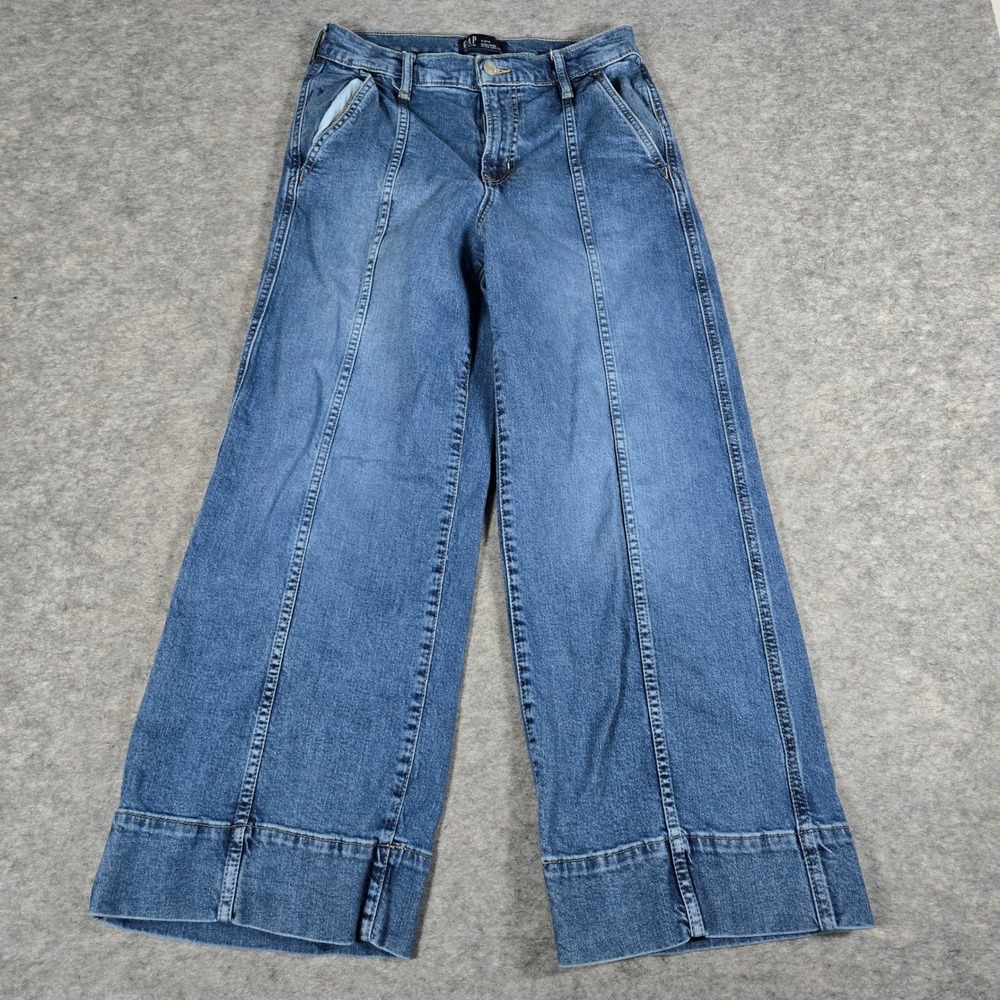 Gap Womens Blue High Rise Wide-Leg Crop Seamed Denim Jeans Size 4/27R